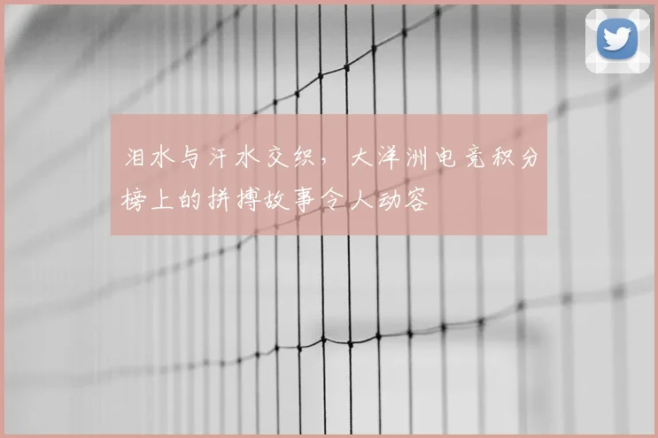 泪水与汗水交织，大洋洲电竞积分榜上的拼搏故事令人动容